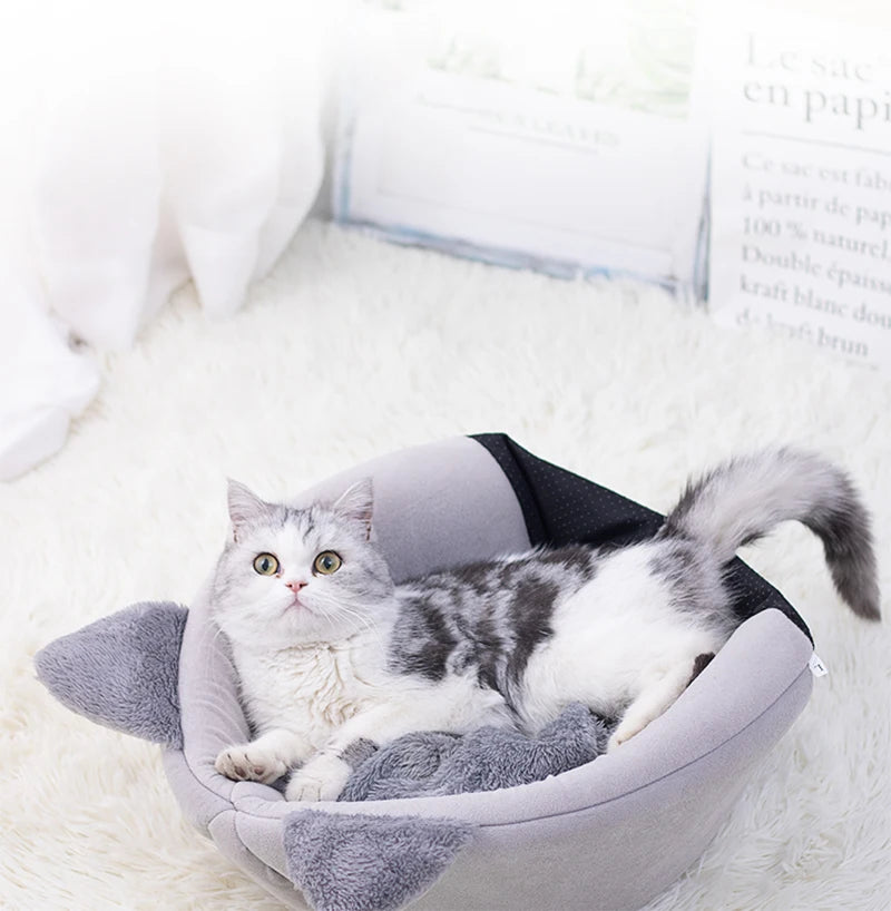 Kışlık Derin Uyku Yatağı – Kedi ve Küçük Köpekler İçin Sıcak, Yumuşak, Mağara Tipi Peluş Pet Yatağı
