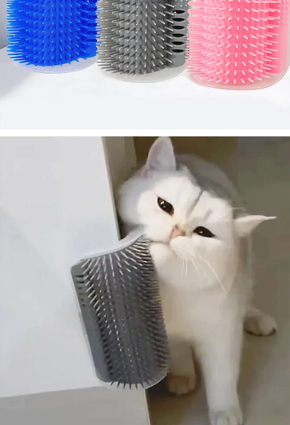 Köşe Masaj Tarağı – Kedi İçin Tüy Toplayıcı, Catnip Uyumlu Sabit Masaj Fırçası