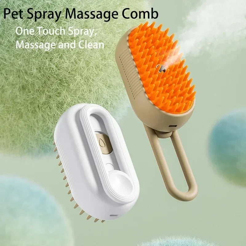 Buharlı Kedi & Köpek Tarağı – 3’ü 1 Arada Elektrikli Spreyli Tımar ve Masaj Tarağı