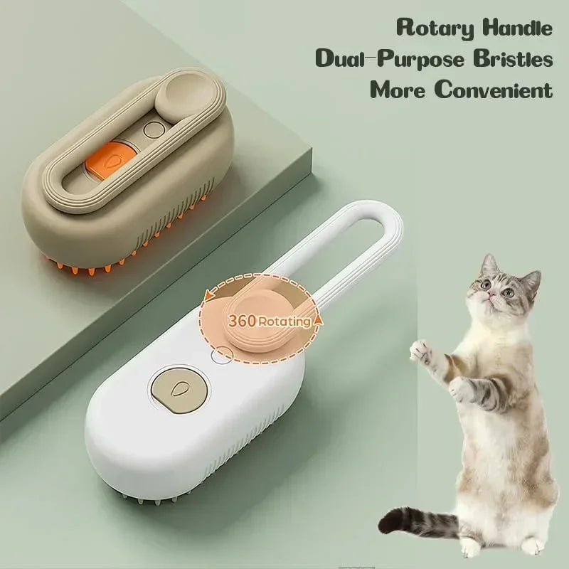 Buharlı Kedi & Köpek Tarağı – 3’ü 1 Arada Elektrikli Spreyli Tımar ve Masaj Tarağı