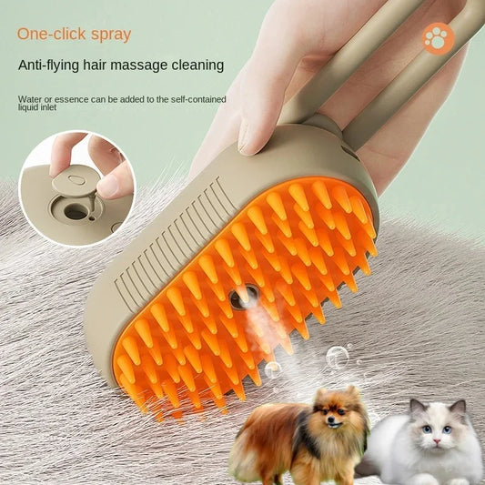 Buharlı Kedi & Köpek Tarağı – 3’ü 1 Arada Elektrikli Spreyli Tımar ve Masaj Tarağı